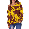 Mammoth Pattern Print Women Off Shoulder Sweatshirt-grizzshop