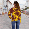 Mammoth Pattern Print Women Off Shoulder Sweatshirt-grizzshop