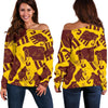 Mammoth Pattern Print Women Off Shoulder Sweatshirt-grizzshop