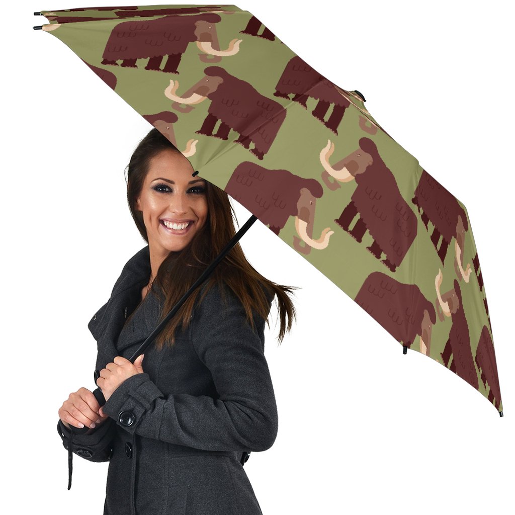 Mammoth Print Pattern Automatic Foldable Umbrella-grizzshop