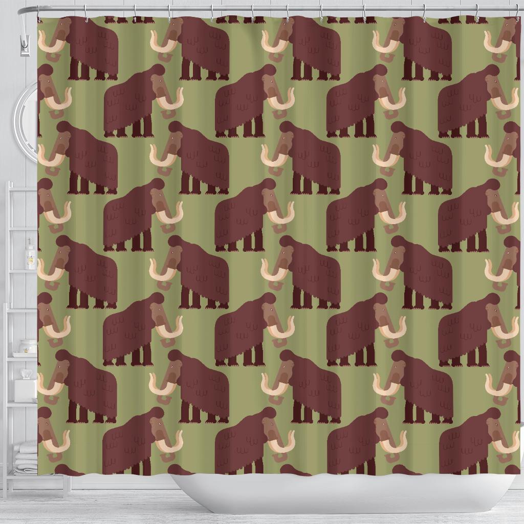 Mammoth Print Pattern Bathroom Shower Curtain-grizzshop