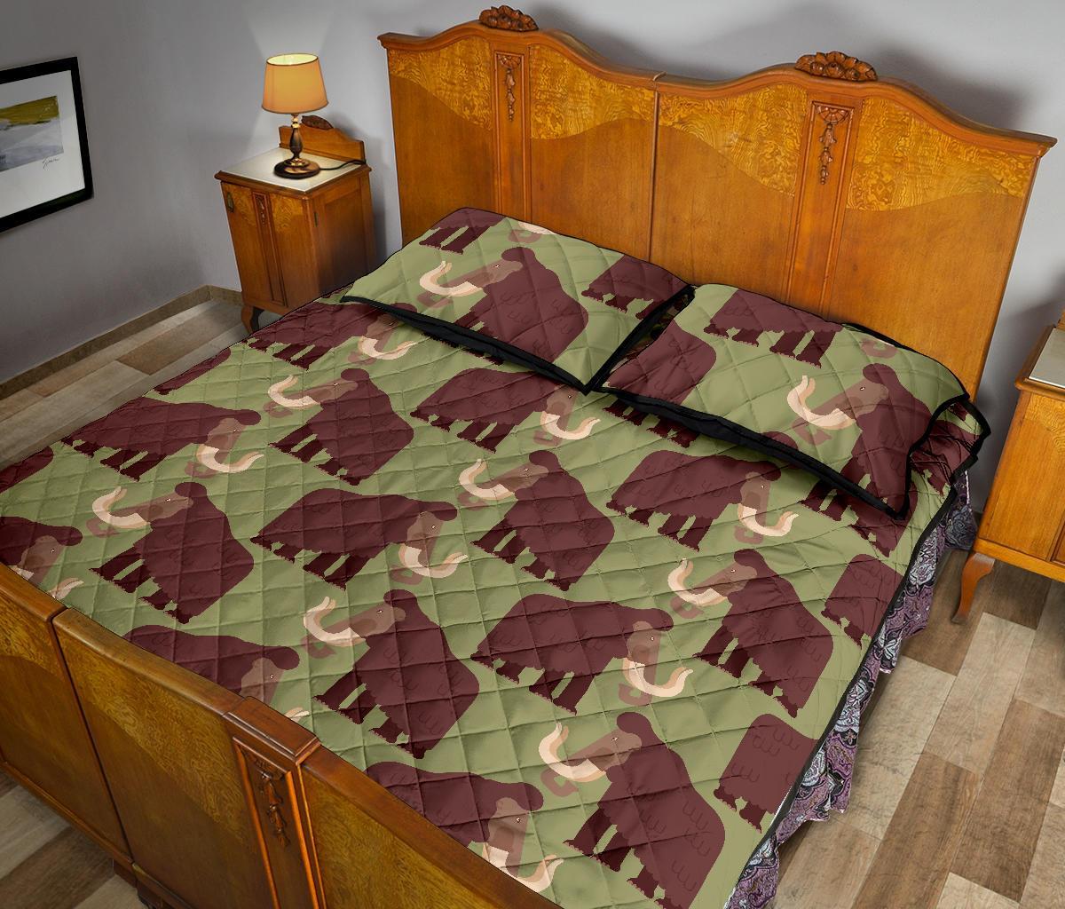 Mammoth Print Pattern Bed Set Quilt-grizzshop