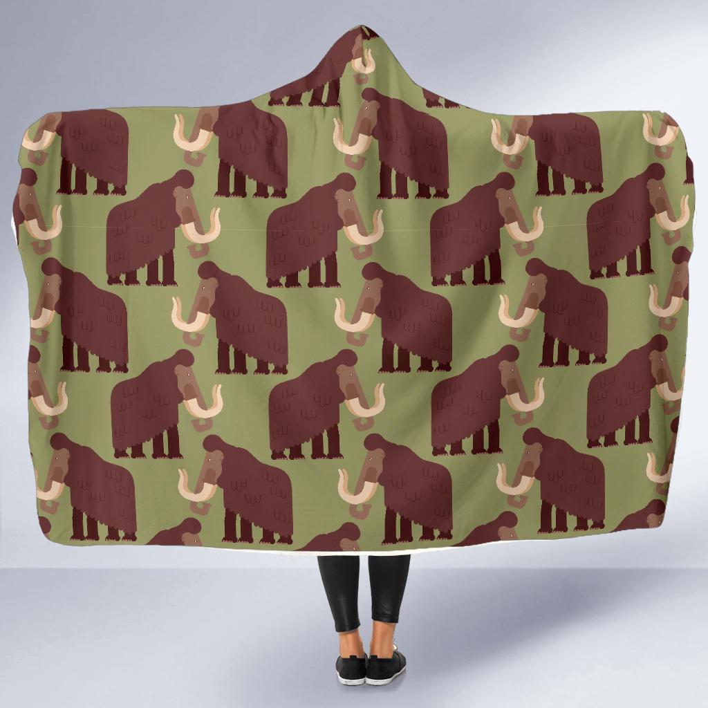 Mammoth Print Pattern Hooded Blanket-grizzshop