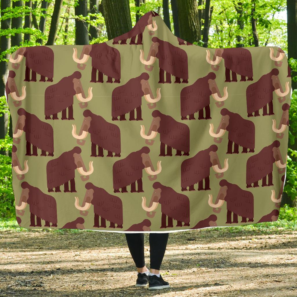 Mammoth Print Pattern Hooded Blanket-grizzshop