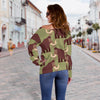 Mammoth Print Pattern Women Off Shoulder Sweatshirt-grizzshop