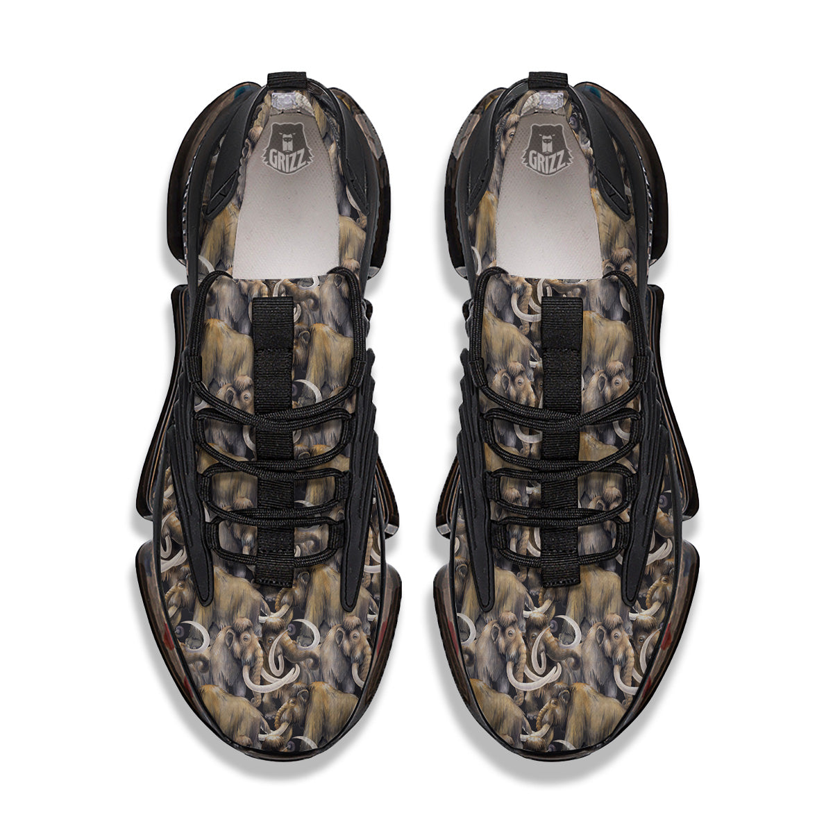 Mammoths Watercolor Print Pattern Black Gym Shoes-grizzshop