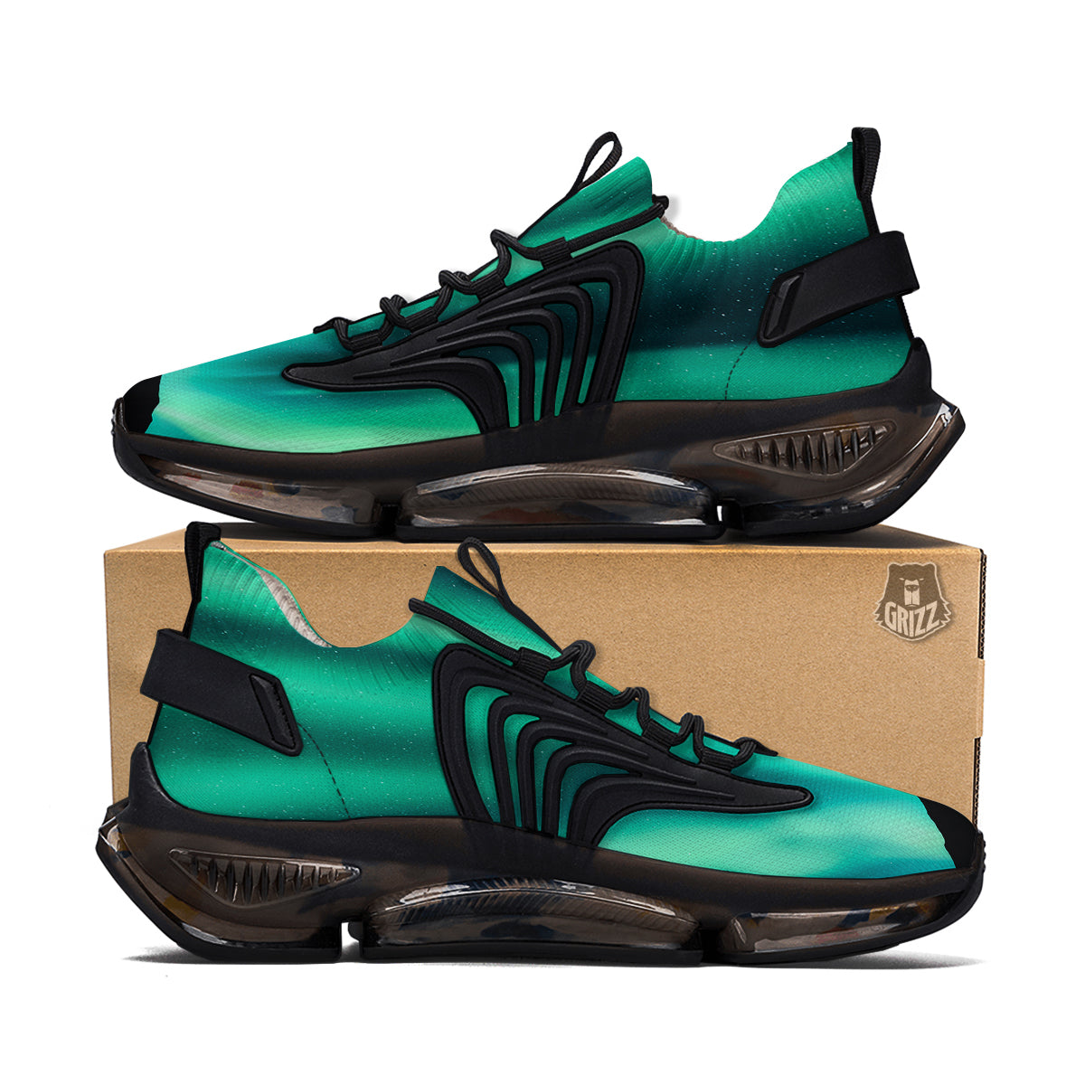 Man Making Marriage With Northern Lights Print Black Gym Shoes-grizzshop