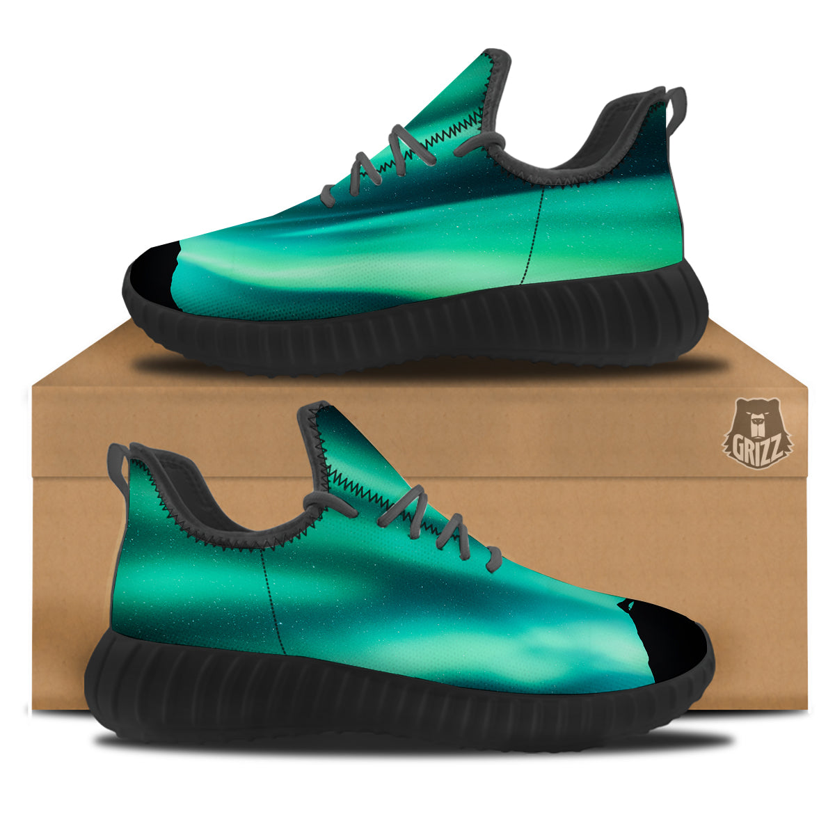 Man Making Marriage With Northern Lights Print Black Walking Shoes-grizzshop