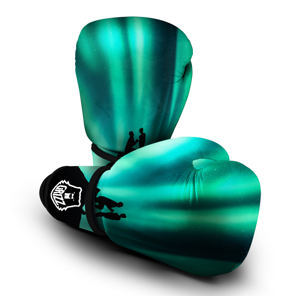 Man Making Marriage With Northern Lights Print Boxing Gloves-grizzshop