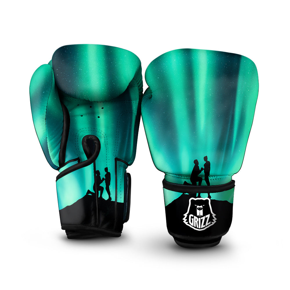 Man Making Marriage With Northern Lights Print Boxing Gloves-grizzshop