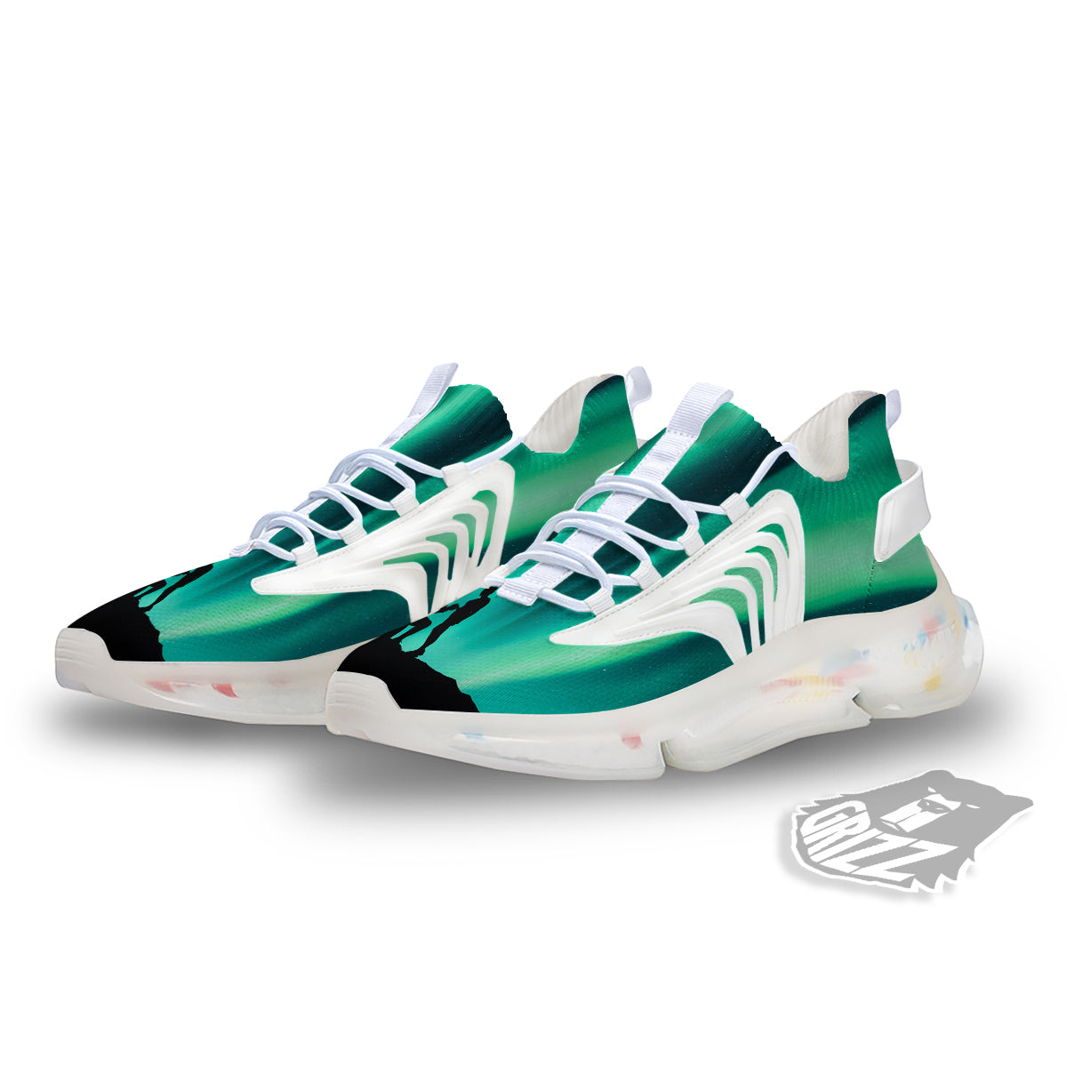 Man Making Marriage With Northern Lights Print White Gym Shoes-grizzshop