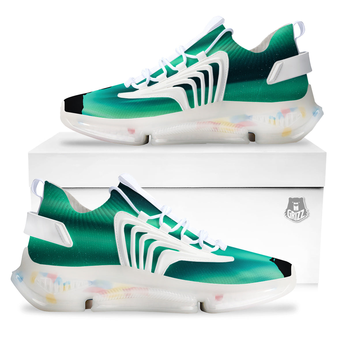 Man Making Marriage With Northern Lights Print White Gym Shoes-grizzshop