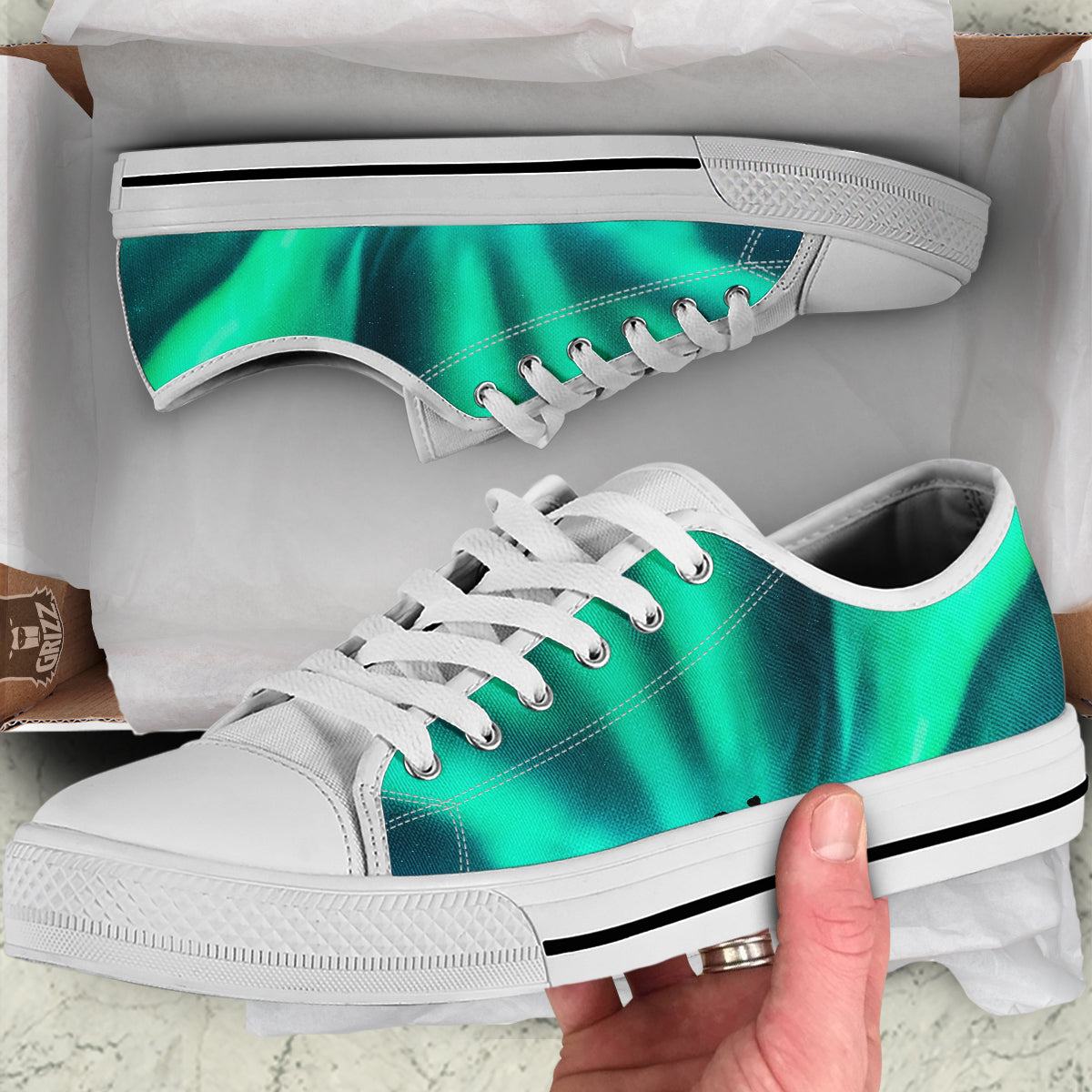 Man Making Marriage With Northern Lights Print White Low Top Shoes-grizzshop
