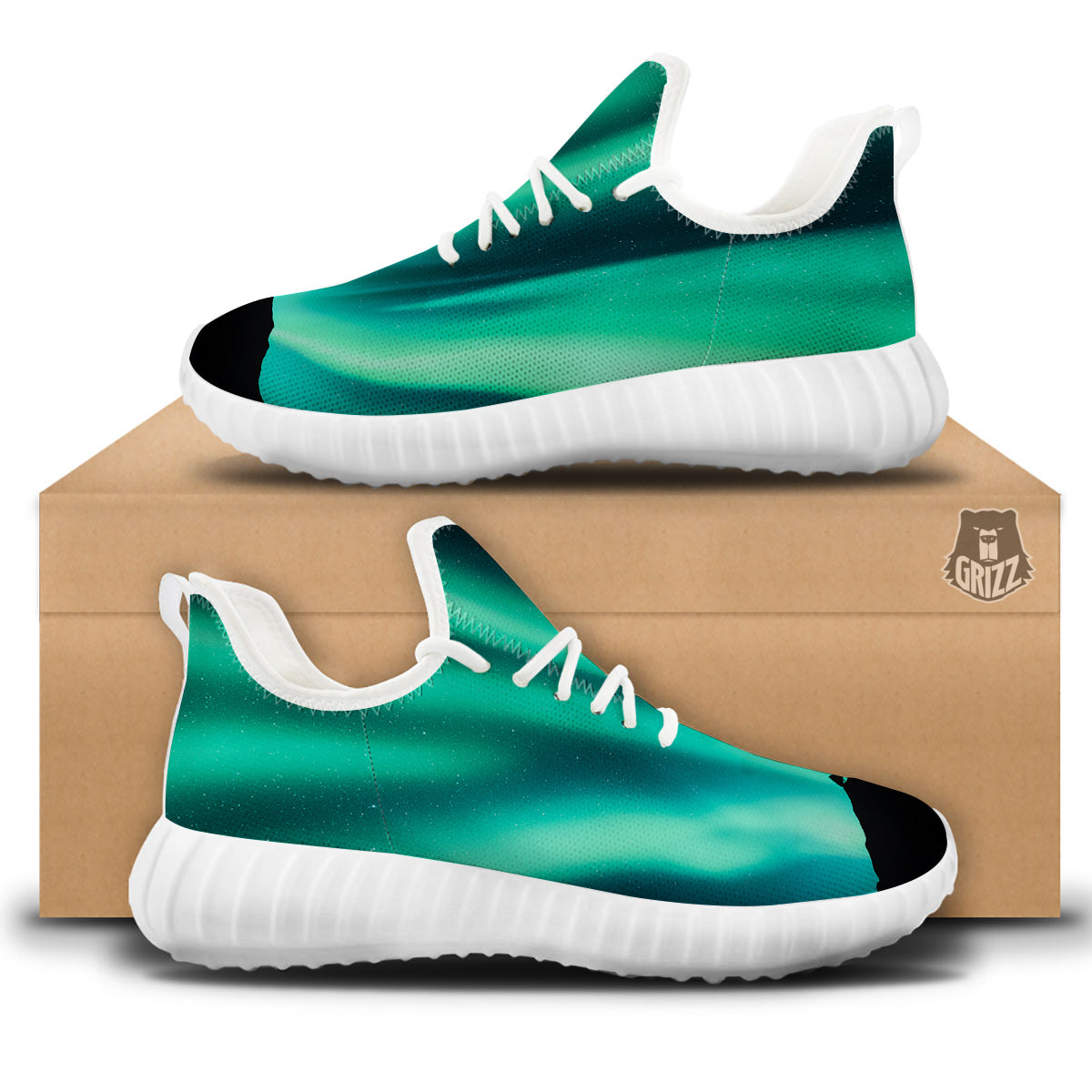 Man Making Marriage With Northern Lights Print White Walking Shoes-grizzshop