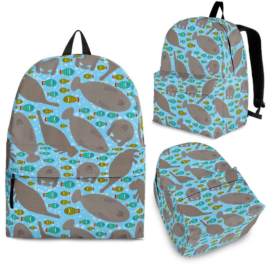 Manatee Pattern Print Backpack-grizzshop
