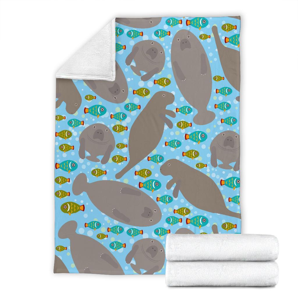 Manatee Pattern Print Blanket-grizzshop