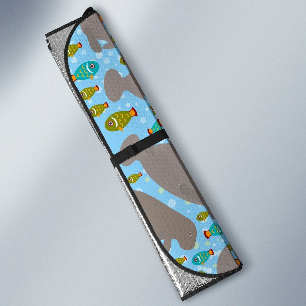 Manatee Pattern Print Car Sun Shade-grizzshop