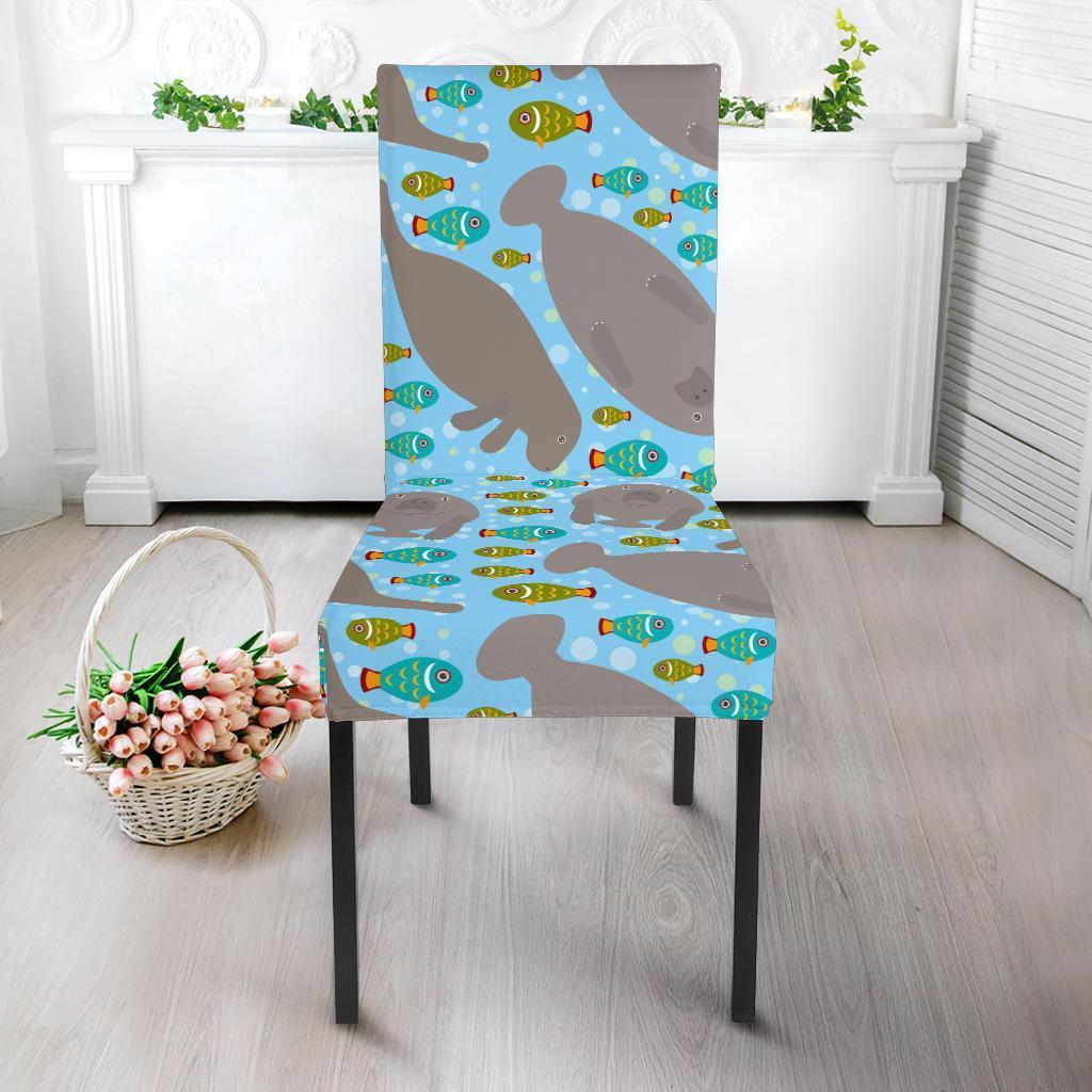 Manatee Pattern Print Chair Cover-grizzshop