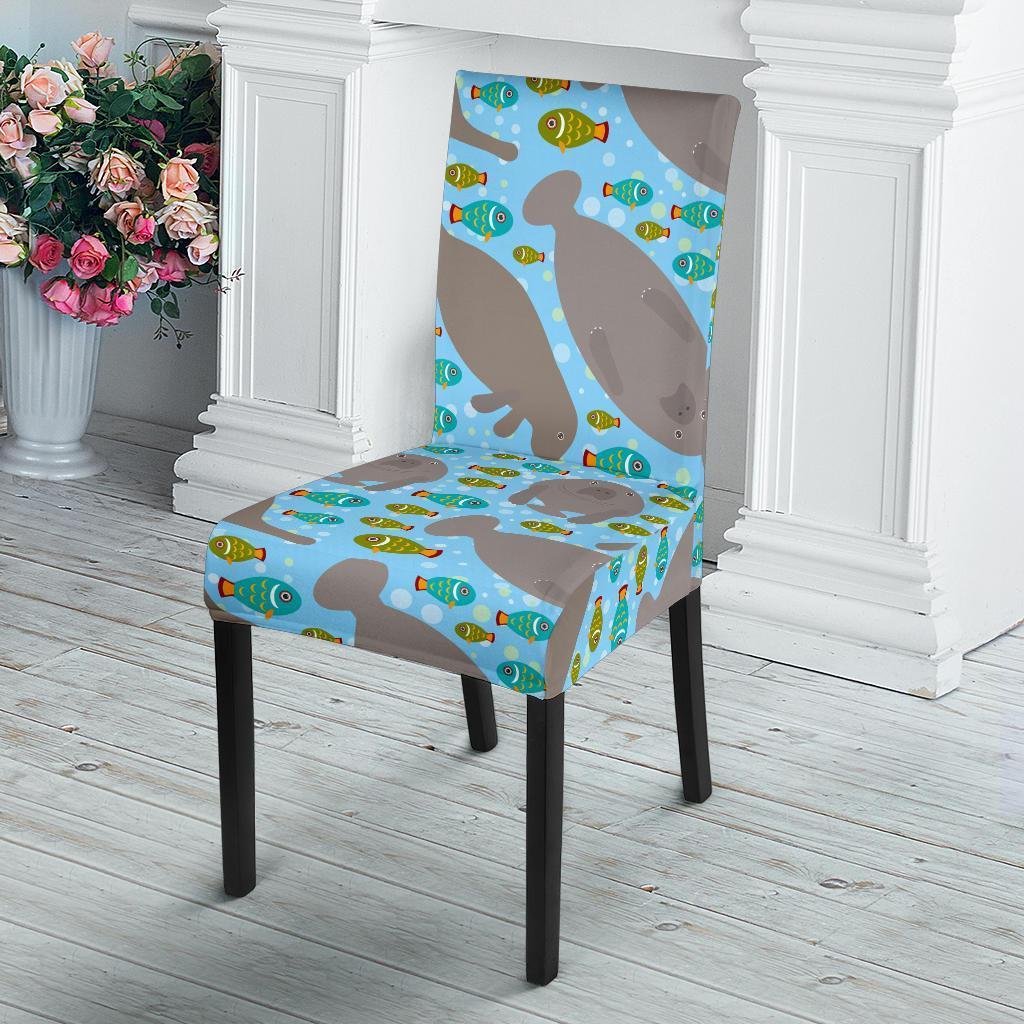 Manatee Pattern Print Chair Cover-grizzshop