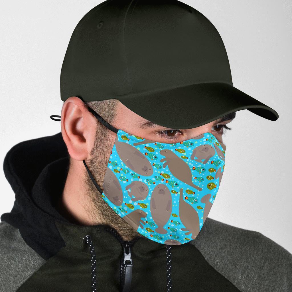 Manatee Pattern Print Face Mask-grizzshop