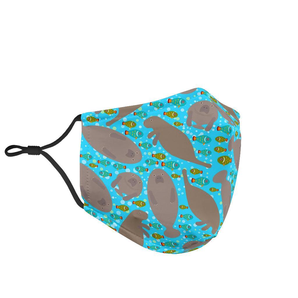 Manatee Pattern Print Face Mask-grizzshop