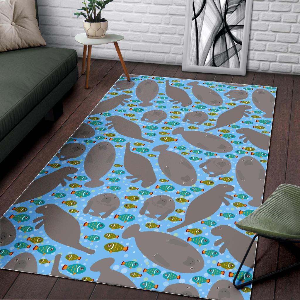 Manatee Pattern Print Floor Mat-grizzshop