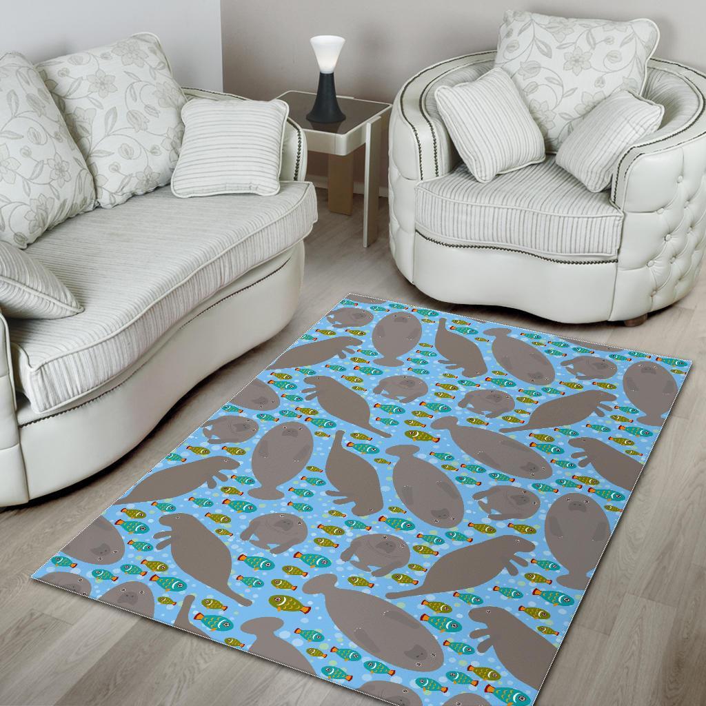 Manatee Pattern Print Floor Mat-grizzshop