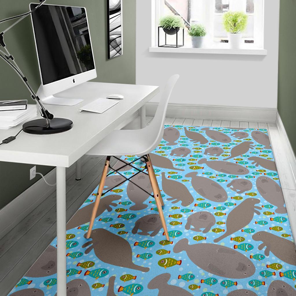 Manatee Pattern Print Floor Mat-grizzshop