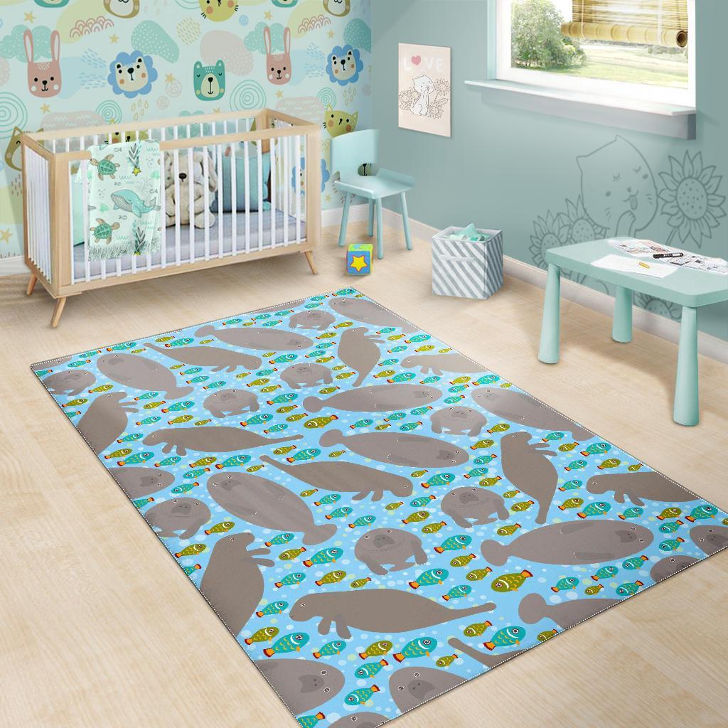 Manatee Pattern Print Floor Mat-grizzshop