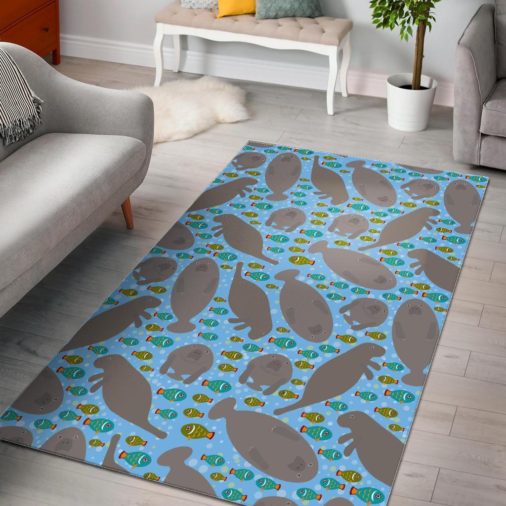 Manatee Pattern Print Floor Mat-grizzshop