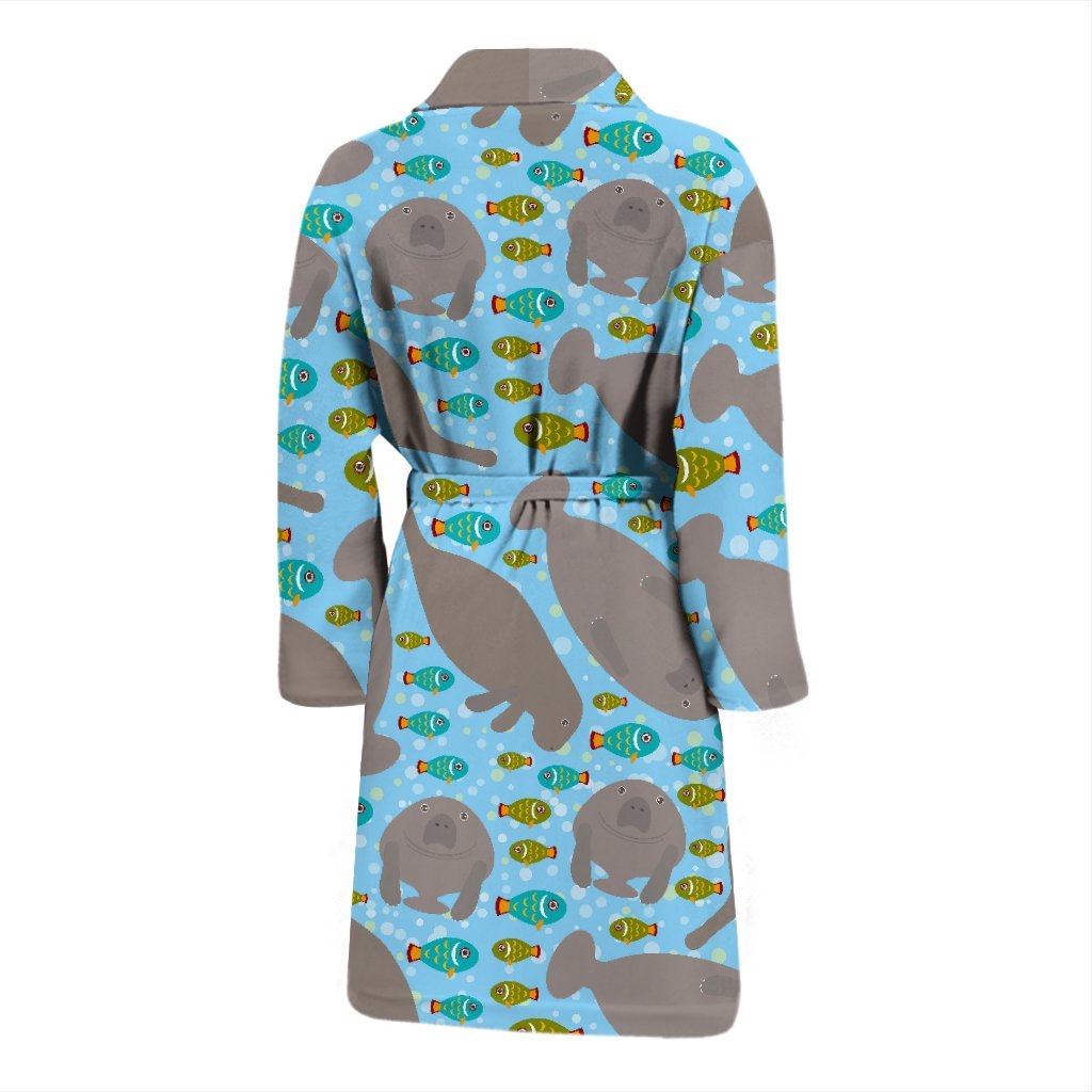 Manatee Pattern Print Men Long Robe-grizzshop