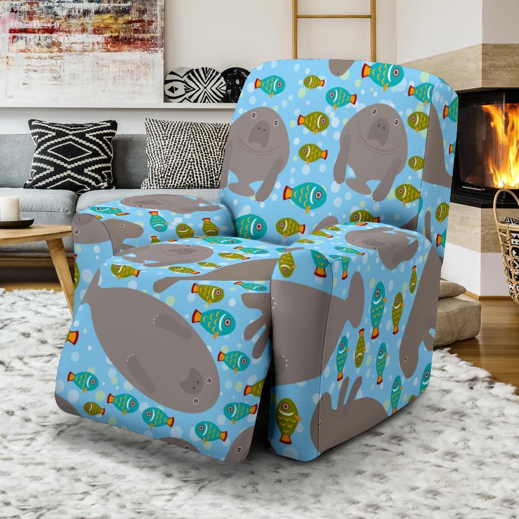 Manatee Pattern Print Recliner Cover-grizzshop