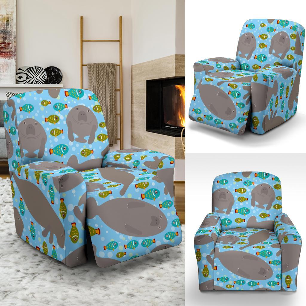 Manatee Pattern Print Recliner Cover-grizzshop