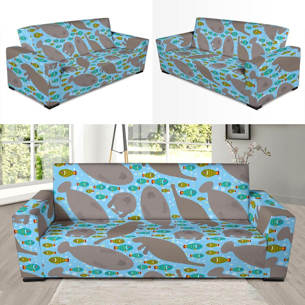 Manatee Pattern Print Sofa Covers-grizzshop