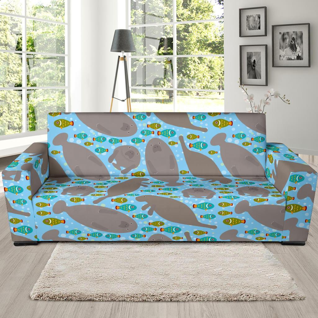 Manatee Pattern Print Sofa Covers-grizzshop