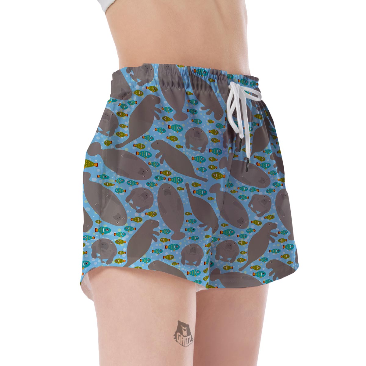 Manatee Pattern Print Women's Shorts-grizzshop
