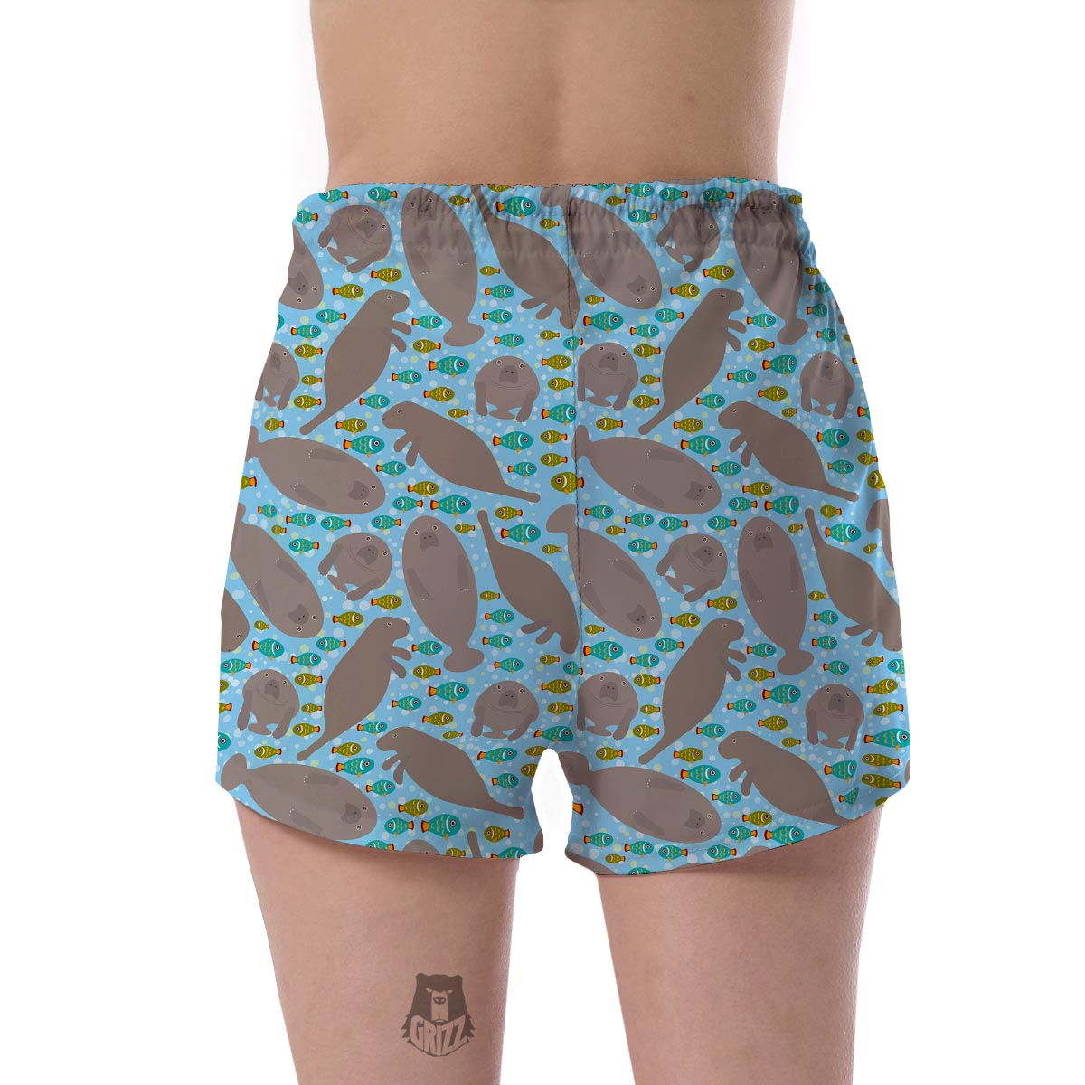 Manatee Pattern Print Women's Shorts-grizzshop