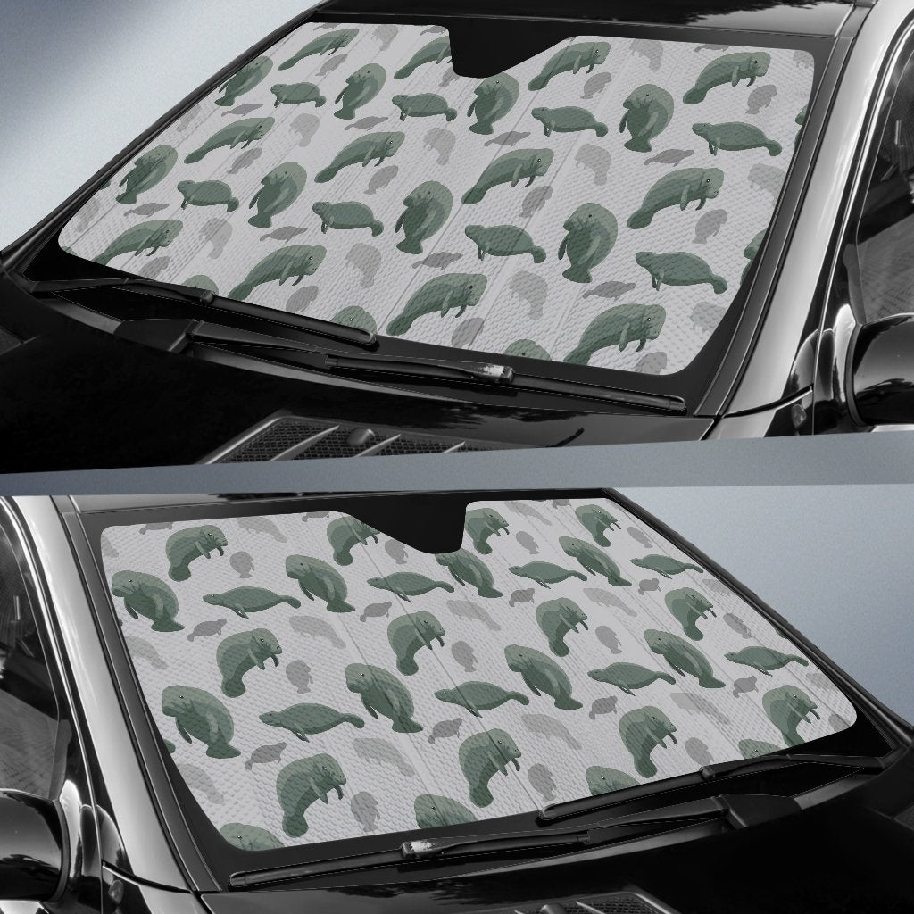 Manatee Print Pattern Car Sun Shade-grizzshop