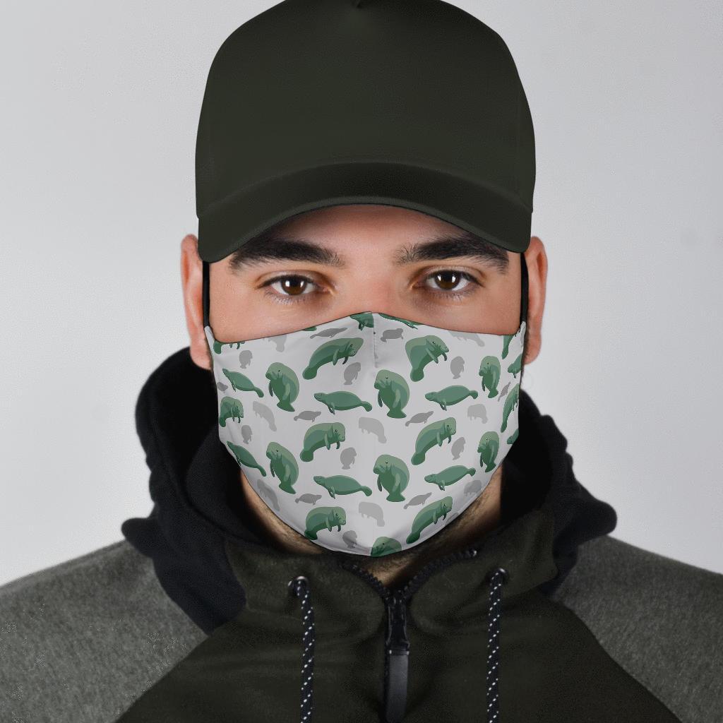 Manatee Print Pattern Face Mask-grizzshop