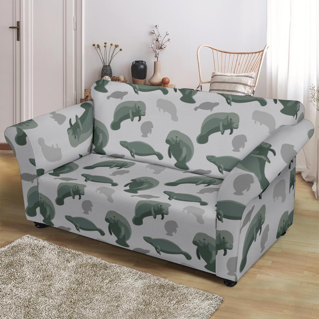 Manatee Print Pattern Loveseat Cover-grizzshop