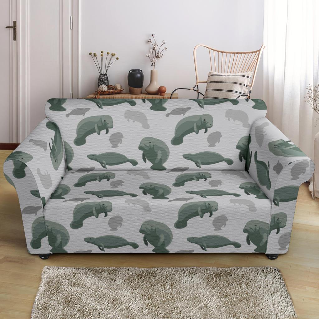 Manatee Print Pattern Loveseat Cover-grizzshop