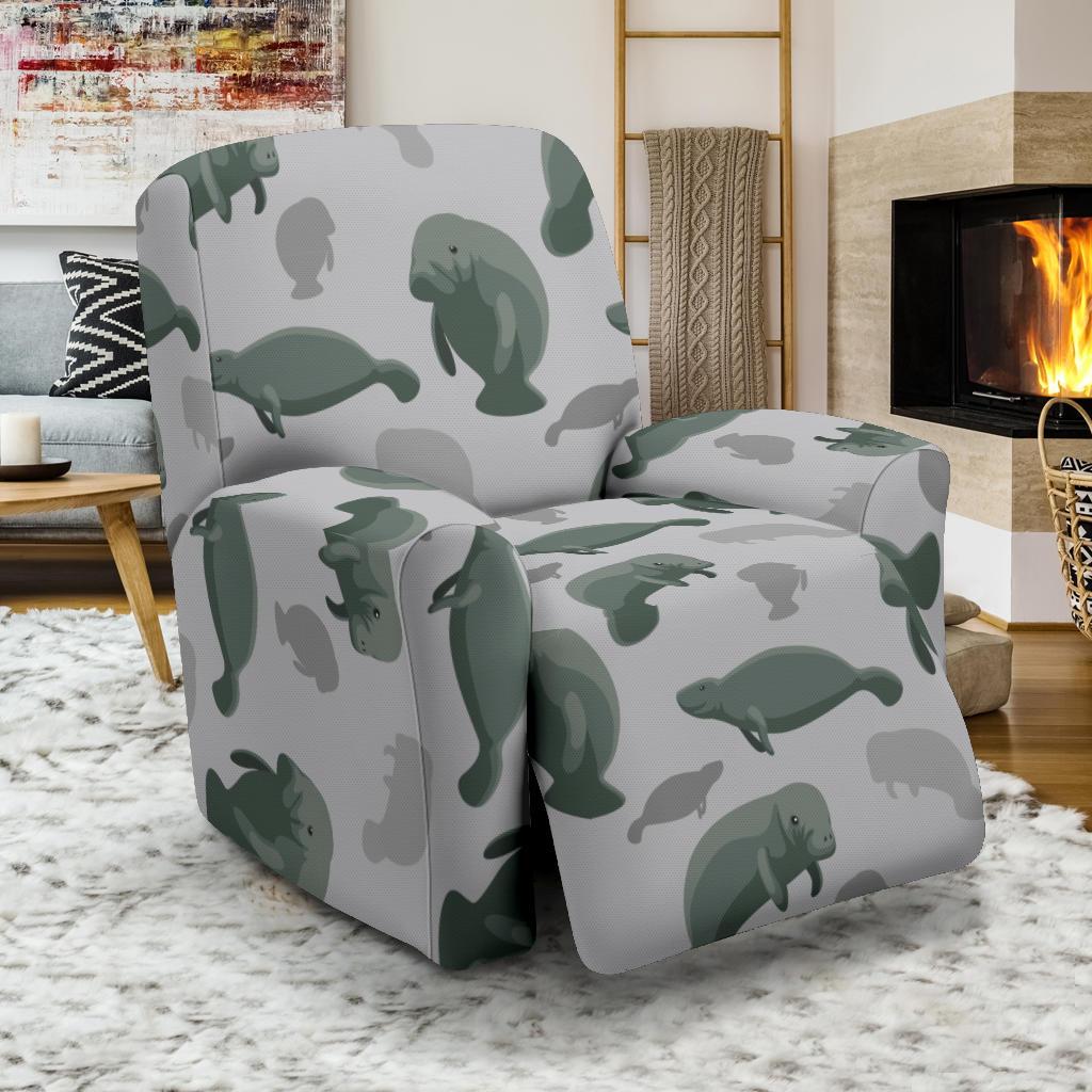 Manatee Print Pattern Recliner Cover-grizzshop