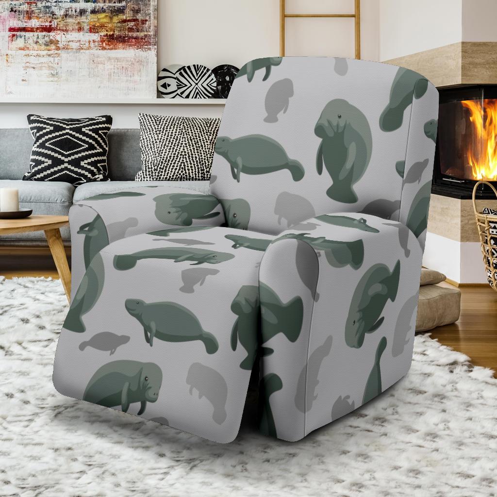 Manatee Print Pattern Recliner Cover-grizzshop