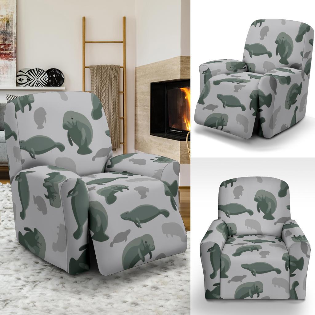 Manatee Print Pattern Recliner Cover-grizzshop