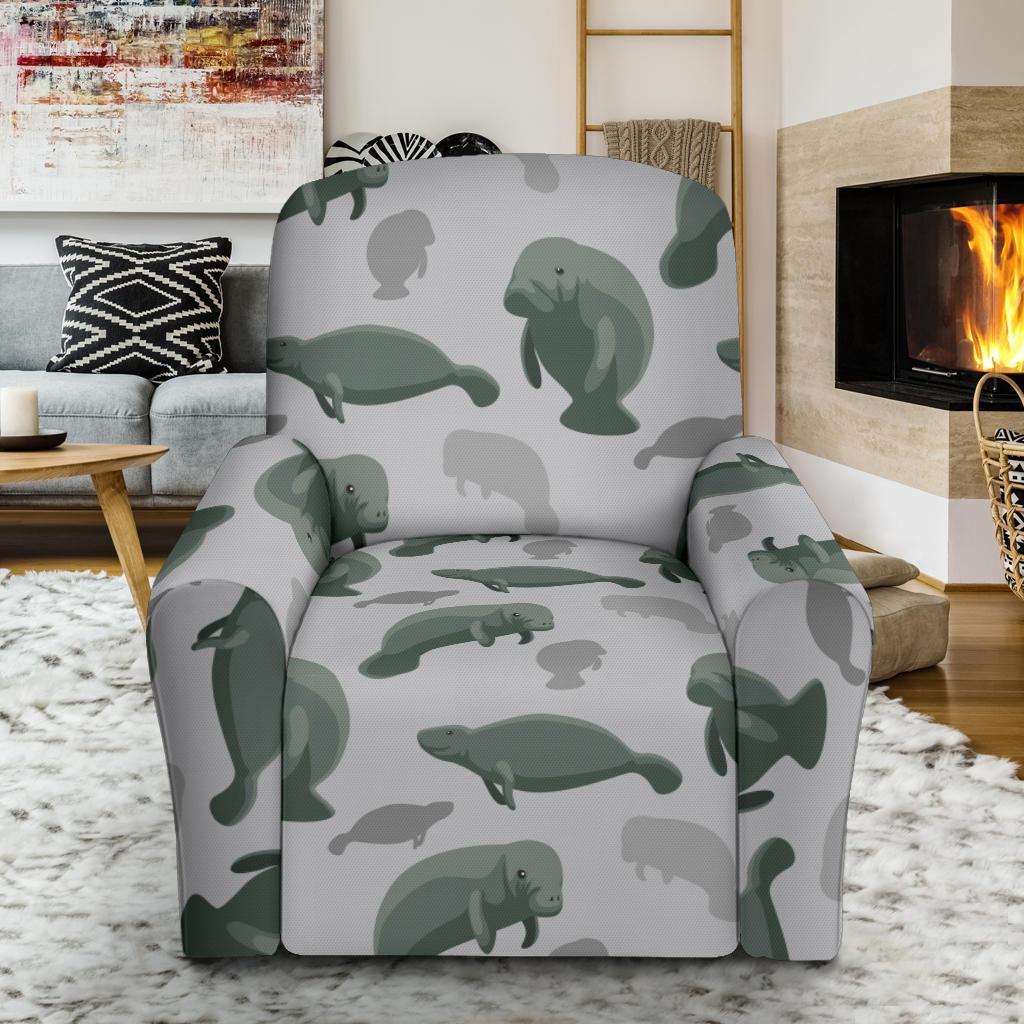 Manatee Print Pattern Recliner Cover-grizzshop