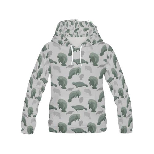 Manatee Print Pattern Womwn Pullover Hoodie-grizzshop