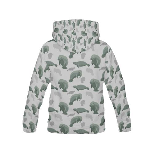 Manatee Print Pattern Womwn Pullover Hoodie-grizzshop