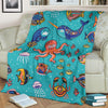 Manatee Whale Fish Octopus Pattern Print Blanket-grizzshop