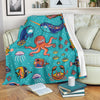 Manatee Whale Fish Octopus Pattern Print Blanket-grizzshop