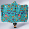 Manatee Whale Fish Octopus Pattern Print Hooded Blanket-grizzshop